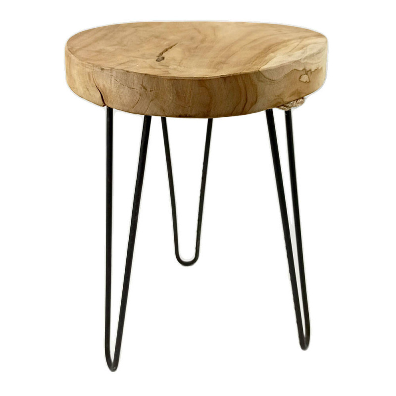 Home Styling Collection Dřevěná stolička s kovovými nohami, 30 x 42 cm J11300410 hnědá