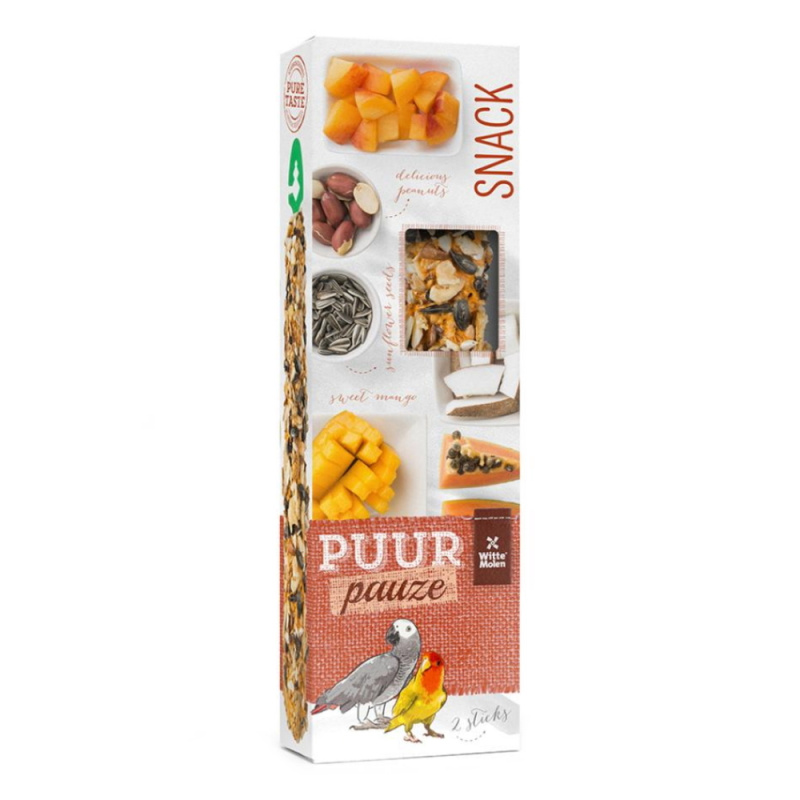 PUUR pauze pták - tyč. papoušek, kokos+papája 140 g