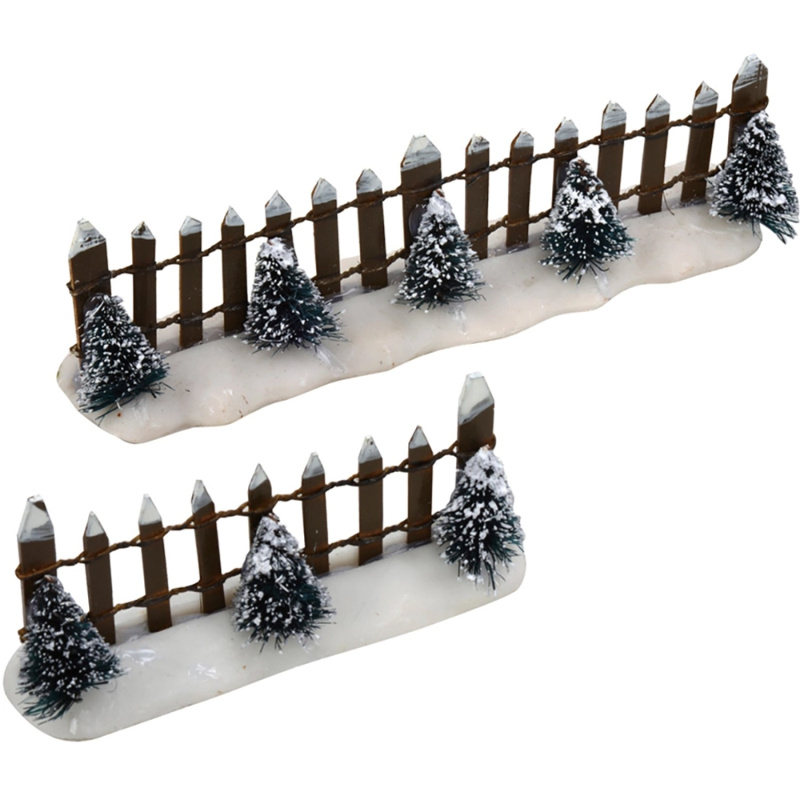 Luville Dřevěné ploty se zasněženými stromky, 13 x 3 x 4 cm