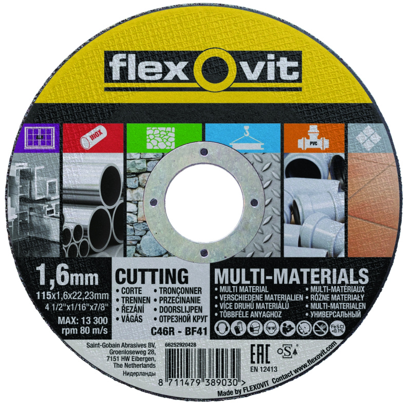 Kotouč řezný Flexovit C46R-BF41 115×22,23 mm 1,6 mm