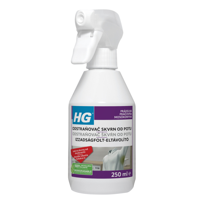 HG Odstraňovač skvrn od potu 250 ml