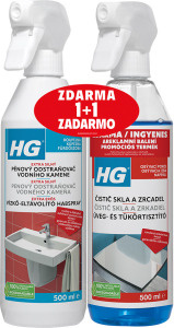 HG Pěnový čistič vodního kamene 500 ml + Čistič skla a zrcadel 500 ml