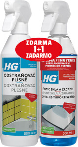HG Odstraňovač plísně 500 ml + Čistič skla a zrcadel 500 ml