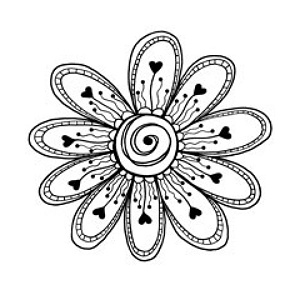 Květina se srdíčky - silikonové gelové razítko (1ks)