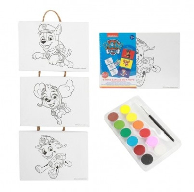 Teddies Mini plátno na provázku 3ks 18x13cm Tlapková patrola