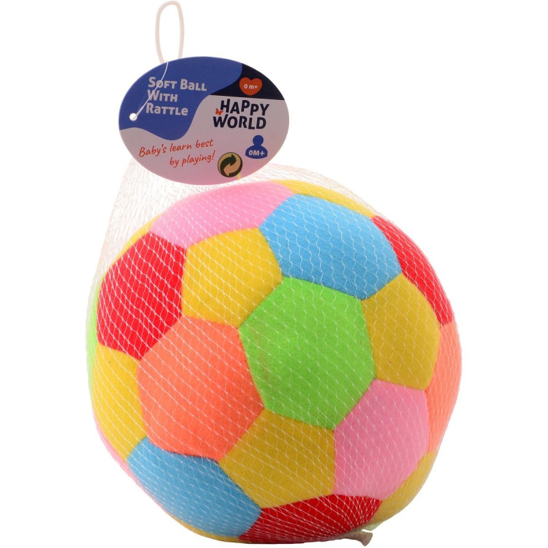 Míč Happy World pro nejmenší s chrastíkem 18 cm