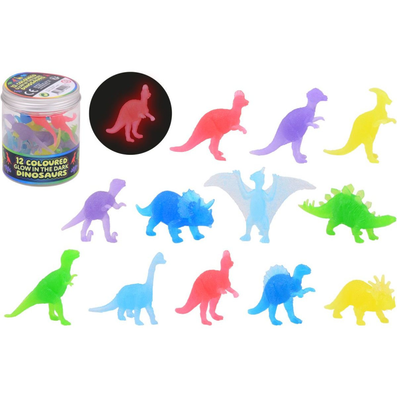 Figurky dinosaurů svítící ve tmě 12 ks