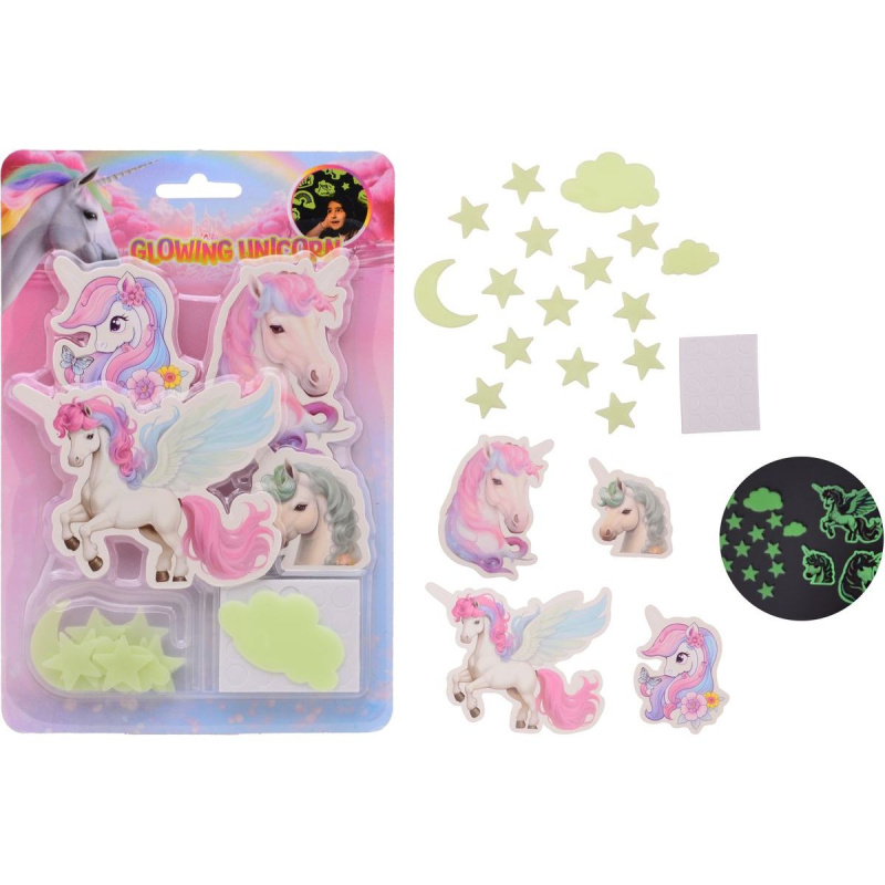 Svítící nálepky na zeď Jednorožci