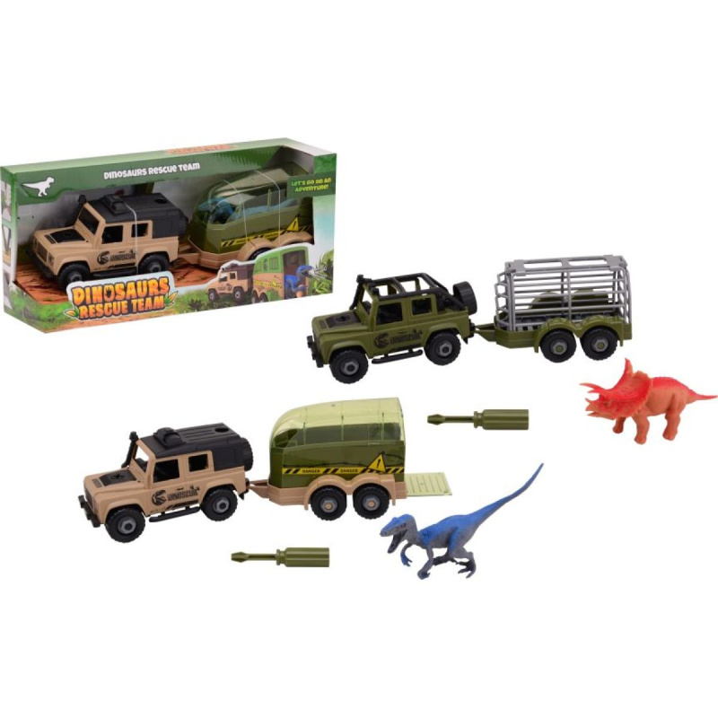 Johntoy Terénní vozidlo s přívěsem do jungle a dinosaurus