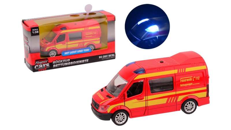 Super cars hasičský autobus na zpětný chod se světlem a zvukem 1:43 - 1 kus