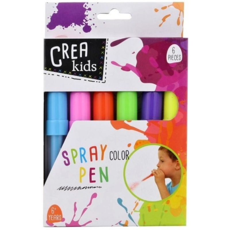 Foukací fixy 6 ks hnědá,černá zelená tm.modrá,červená,tm.růžová