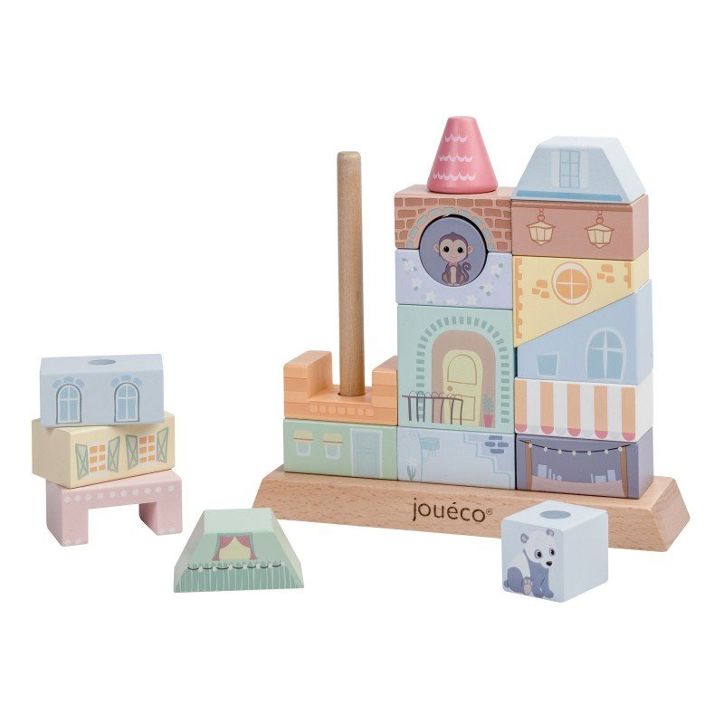 Jouéco The Wildies Family Stacking Houses aktivity hračka ze dřeva 12 m+ 20 ks