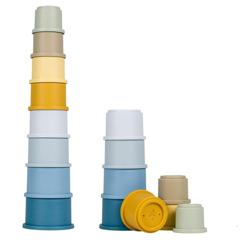 Little Dutch Stacking Cups stohovací kelímky Blue 8 ks