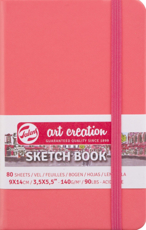 Skicák v pevné vazbě korálový (9x14cm, 140g/m2)