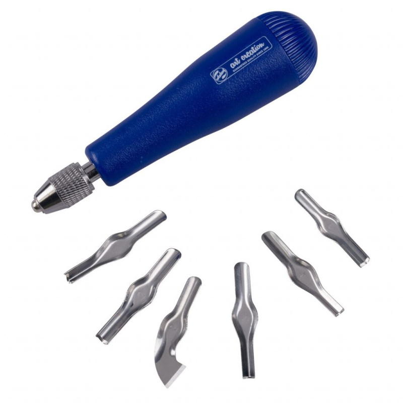 Sada nástrojů na linoryt (6 nožů + rukojeť)