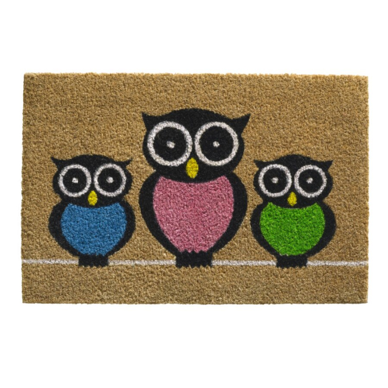 FLOMAT Kokosová vstupní rohož FLOMA Ruco Owls - délka 40 cm, šířka 60 cm, výška 1,5 cm