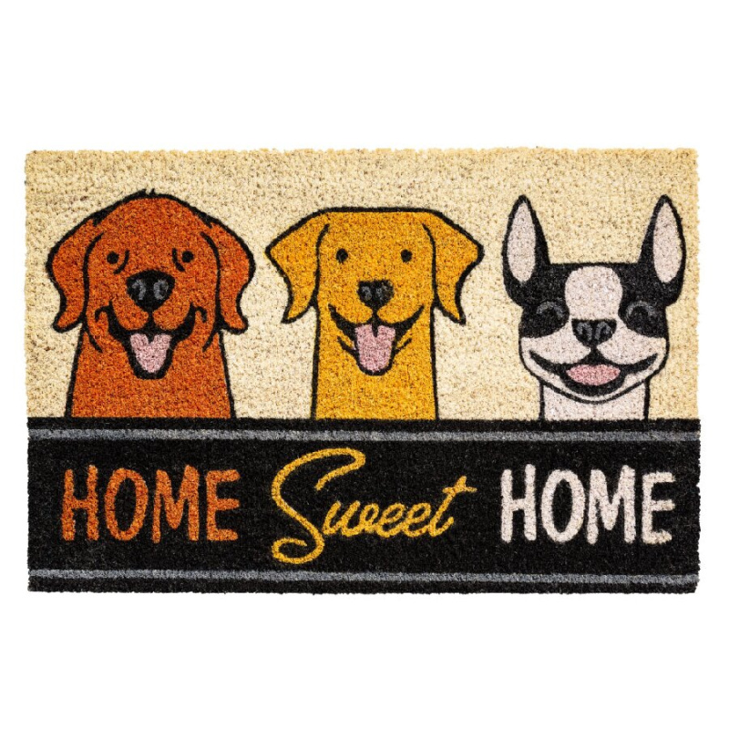 FLOMAT Kokosová vstupní rohož FLOMA Ruco Happy Dogs Home Sweet Home - délka 40 cm, šířka 60 cm, výška 1,5 cm
