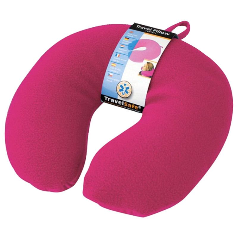 Cestovní polštář TravelSafe fleece/spandex, růžový