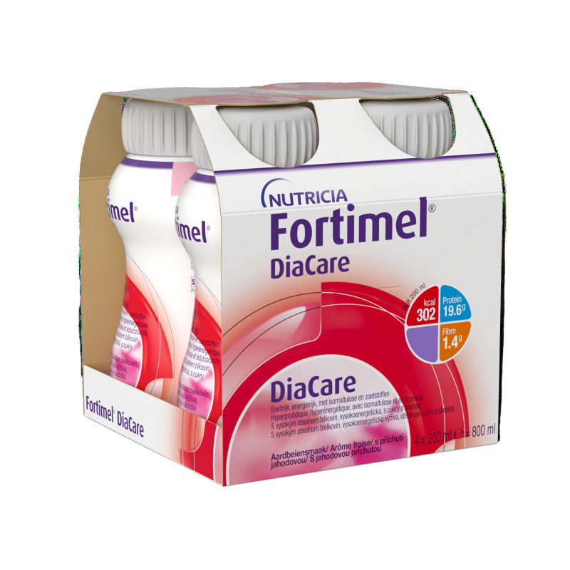 FORTIMEL DiaCare s příchutí jahoda 4 x 200 ml