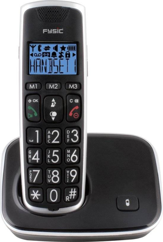 Bezdrátový telefon Fysic FX-6000 Dect / 2" (5 cm) / 500 mAh / budík / modré podsvícení / hands-free / černá Varianta: ivi1