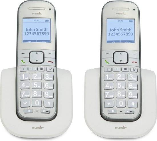 Domácí bezdrátový telefon pro seniory Fysic FX-9000 DUO / 2" (5,1 cm) LCD displej / dosah až 300 m / 750 mAh / bílá Varianta: ivi1