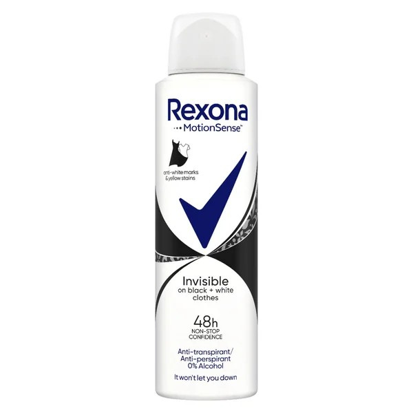 Rexona Invisible on Black + White Clothes Antiperspirant antiperspirant ve spreji (48h) 150 ml