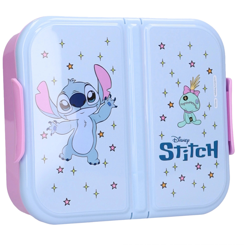 Svačinový box Disney Stitch Eat Yum Repeat se 3 přihrádkami 15 × 18 × 5 cm