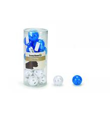 Beeztees Hračka pro kočky míček plastový bílý/modrý s rolničkou 4cm