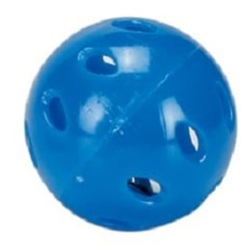 Beeztees Hračka pro kočky míček plastový bílý/modrý s rolničkou 4cm