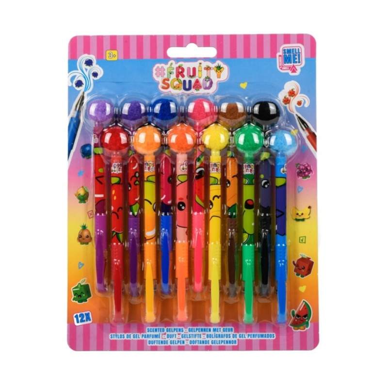 Voňavé gelové tužky s bambulkou 12 ks