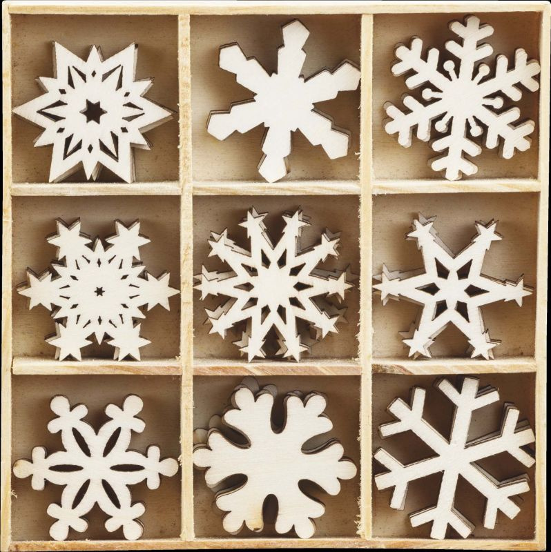 Vločky - mix dřevěných dekorací č.05