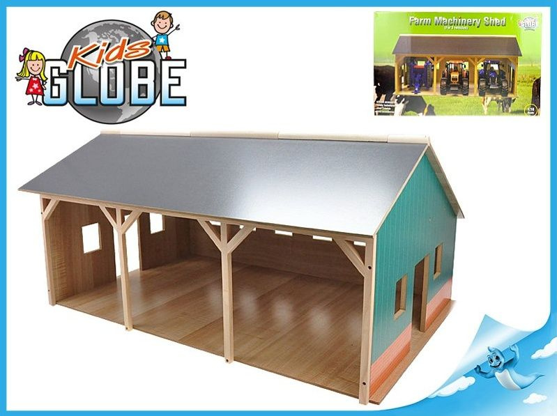 Kids Globe Dřevěná stodola pro 3 traktory :16