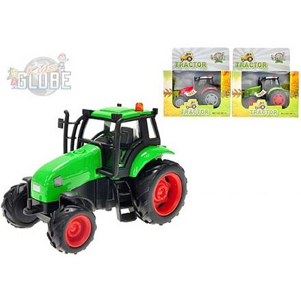 Traktor kov 11cm na setrvačník na baterie se světlem a zvukem 3barvy v krabičce