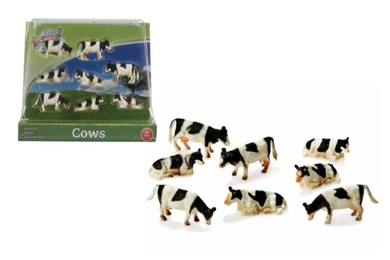 Figurky krav 1:87 černobílé 8 ks