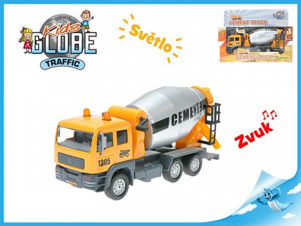Mikro trading Auto domíchávač kov 15,5 cm na zpětný chod na baterie se zvukem se světlem v krabičce