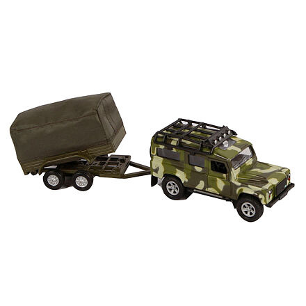 Kids Globe Auto Land Rover Defender Military 14,5cm kov zpětný chod
