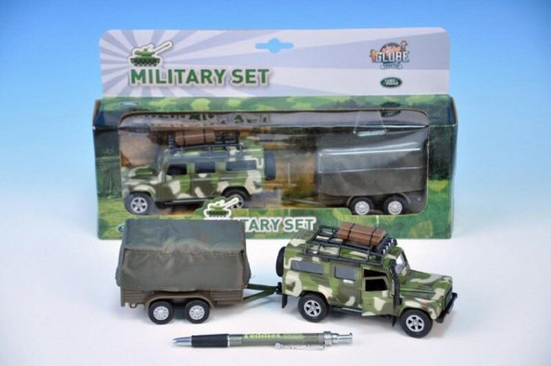 Kids Globe Auto Land Rover Defender Military 14,5cm kov zpětný chod