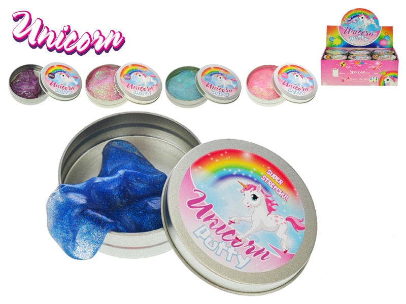 Chytrá hmota se třpytkami v plechovce Unicorn