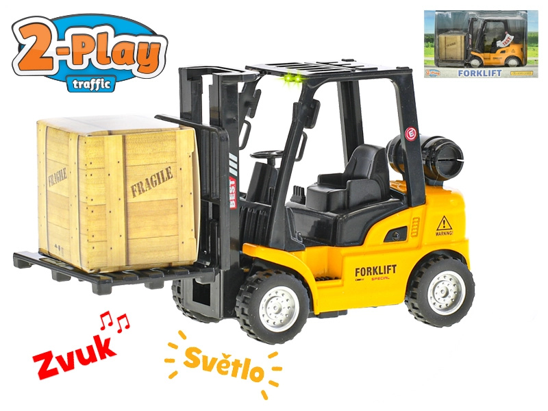 Vysokozdvižný vozík 14cm kov 2-Play zpětný chod se světlem a zvukem