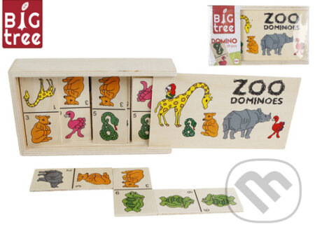 Domino - dřevěné zvířátka v dřevěné krabičce - hra z kategorie Domino, hlavolamy