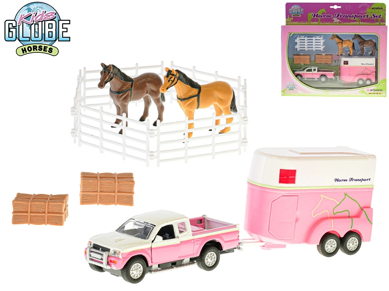 Kids Globe terénní vůz s přívěsem pro koně 1:32