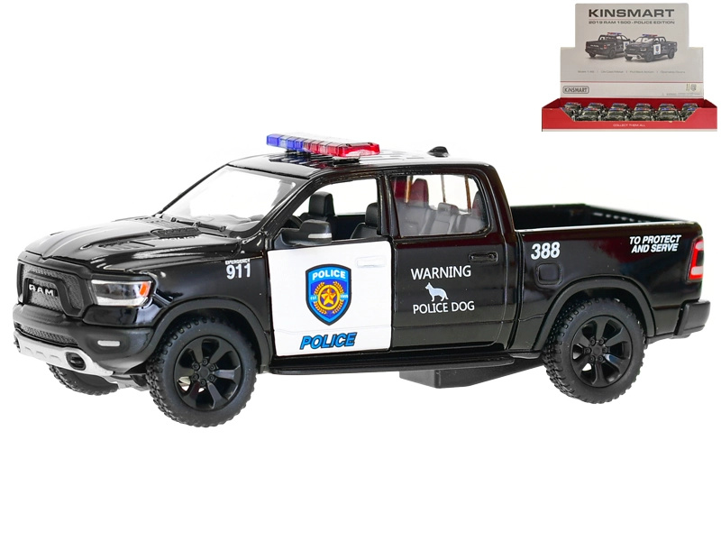 Kinsmart kovový model policejního auta Dodge RAM 1500 na zpětný chod 1:46, 13 cm