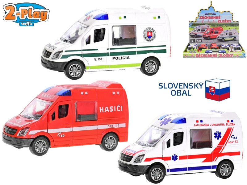 Mikro Auto záchranářské 12cm 1:32 na setrvačník slovenský design, 3druhy