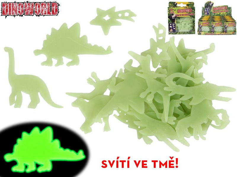 Mikro Dinoworld dinosaurus nálepky svítící ve tmě 24ks