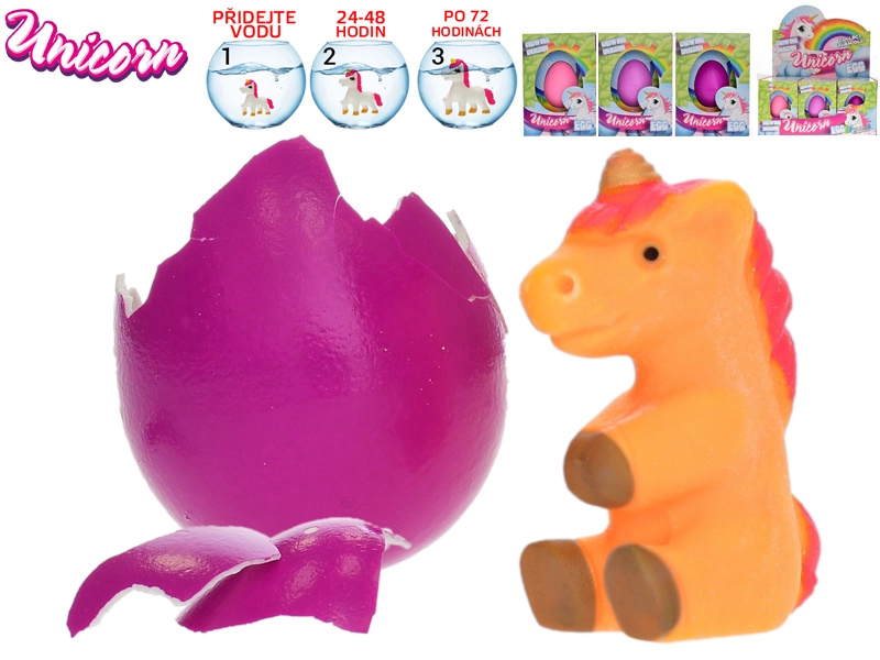 Unicorn líhnoucí se a rostoucí jednorožec ve vajíčku