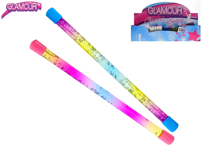 Hůlka flitrová pro roztleskávačky 31 cm s tekutinou, mix barev