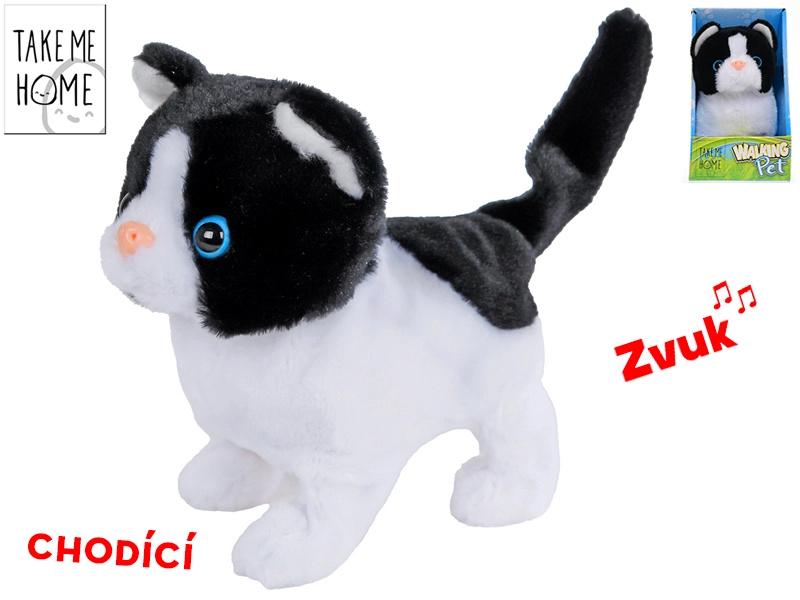 Kočička plyšová 15,5 cm chodící a se zvukem