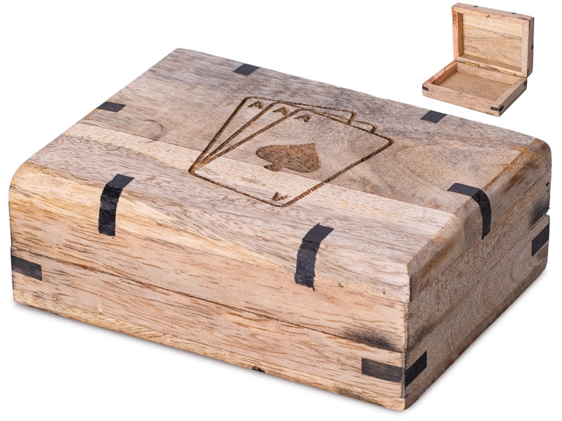 Dřevěné pouzdro na hrací karty 12 × 9 cm