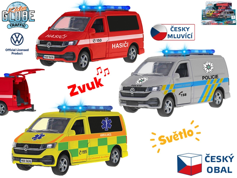 Kids Globe Traffic VW záchranné složky CZ 13,5cm kov