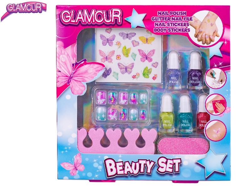 Glamour sada krásy pro děti – laky na nehty a samolepky